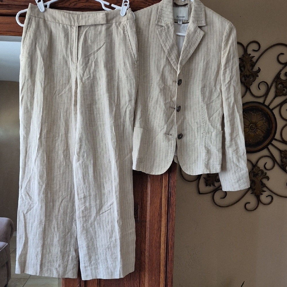 Faconnable Linen Striped Blazer and Pants